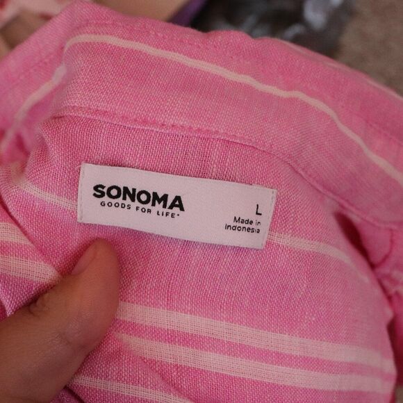 Sonoma | Short Sleeve Button Up Linen Top Large - Picture 5 of 7